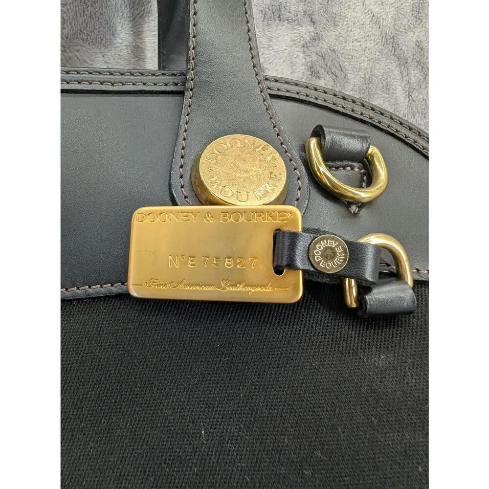 Vtg Dooney & Bourke Cabriolet Cloth Leather Black top handle made in USA satchel - Picture 5 of 13